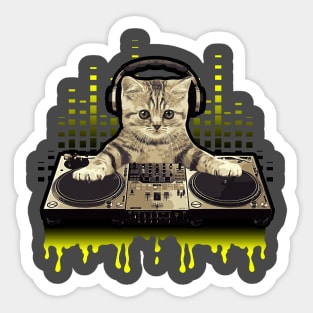 Cool Cat DJing Scratching by Basement Mastermind Sticker